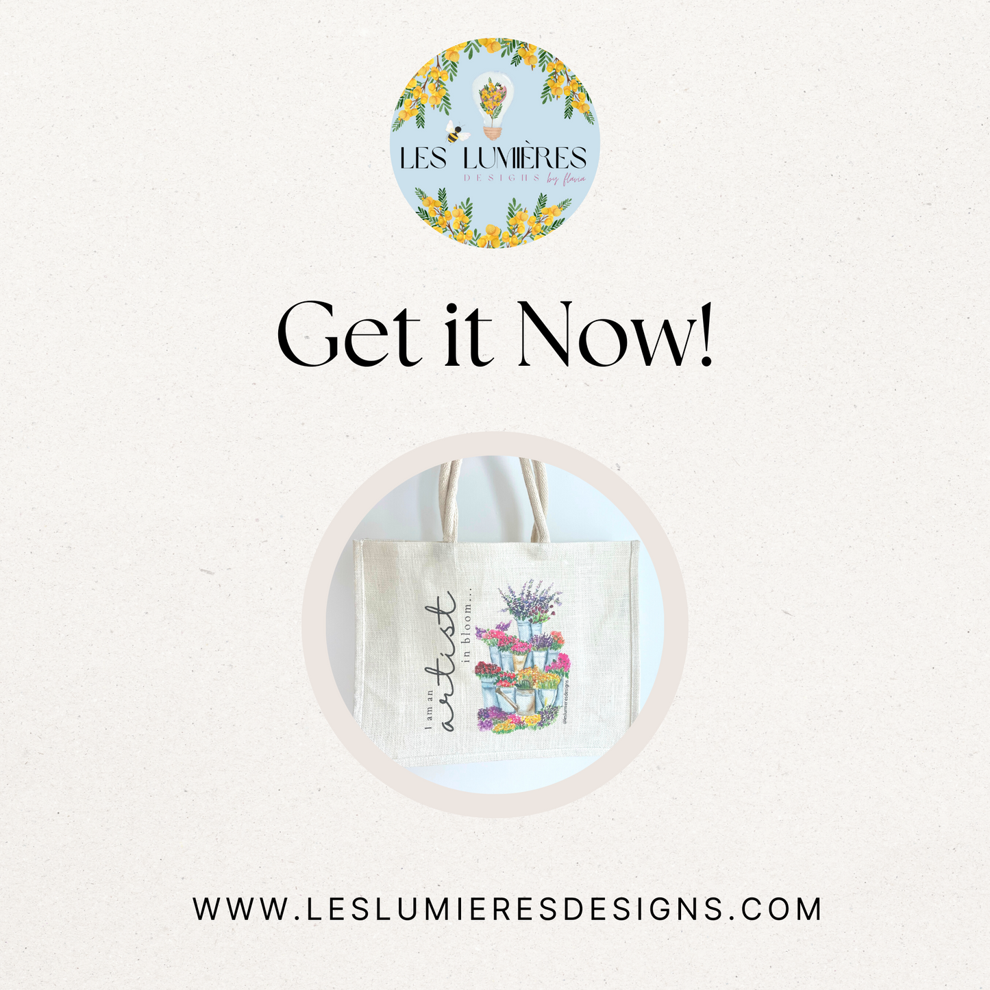 "Artist in Bloom" Jute Tote bag: Ethical, Eco-Friendly, and Beautiful!