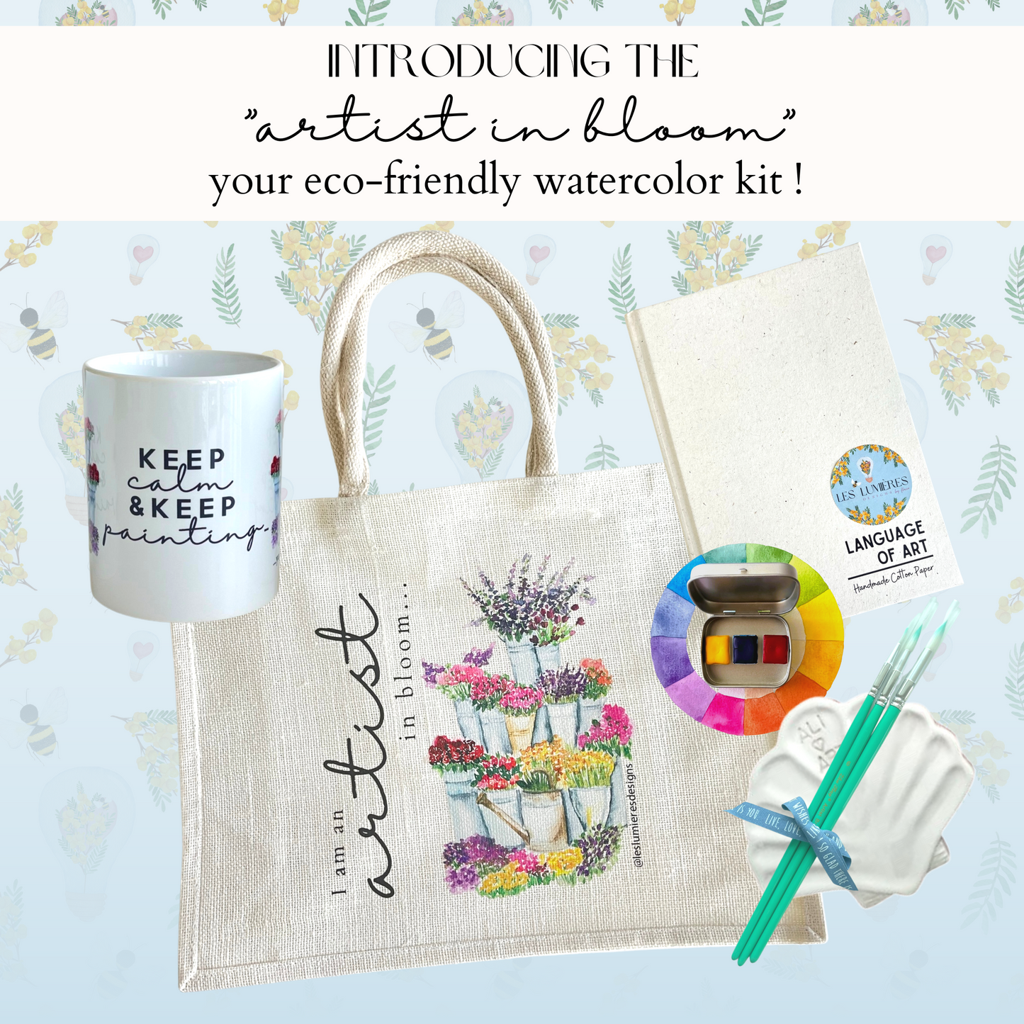 "Artist in Bloom" Watercolor Kit, All you need to start painting!