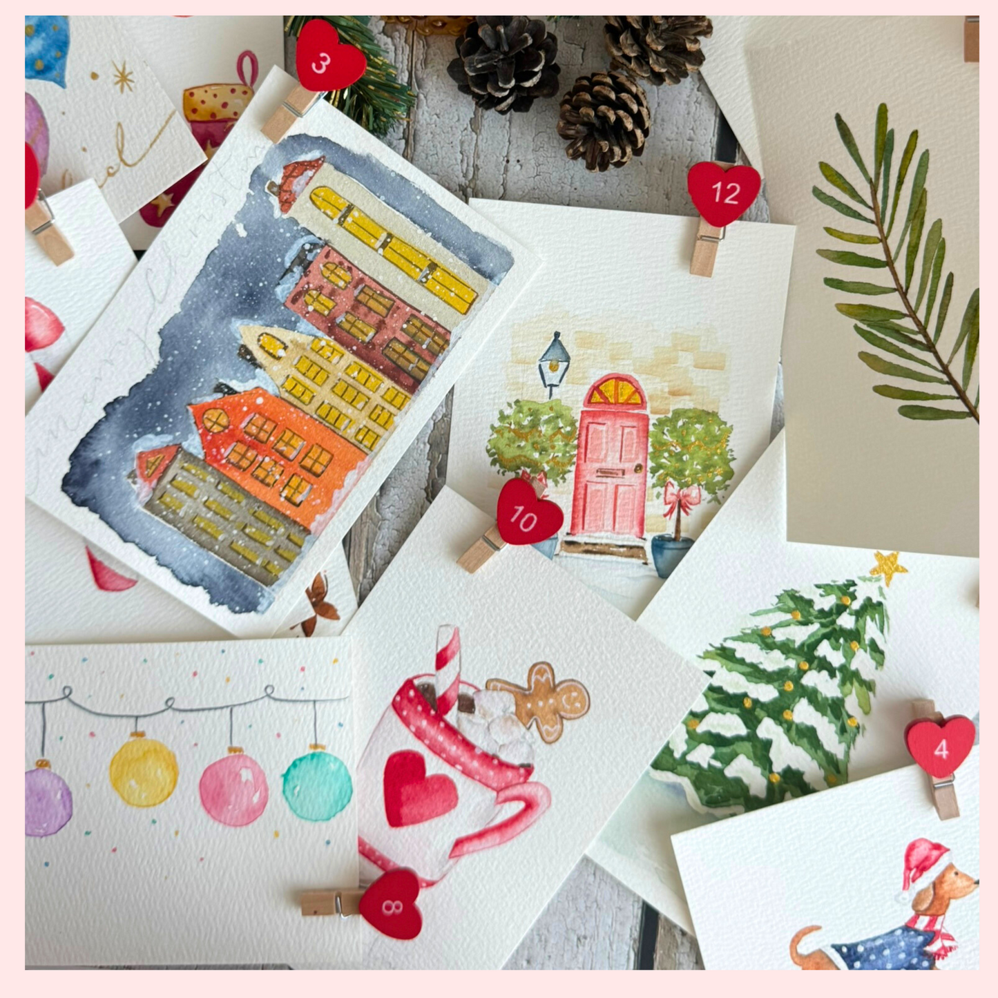 Watercolor Christmas Advent Calendar eBook- Instant Download & Print