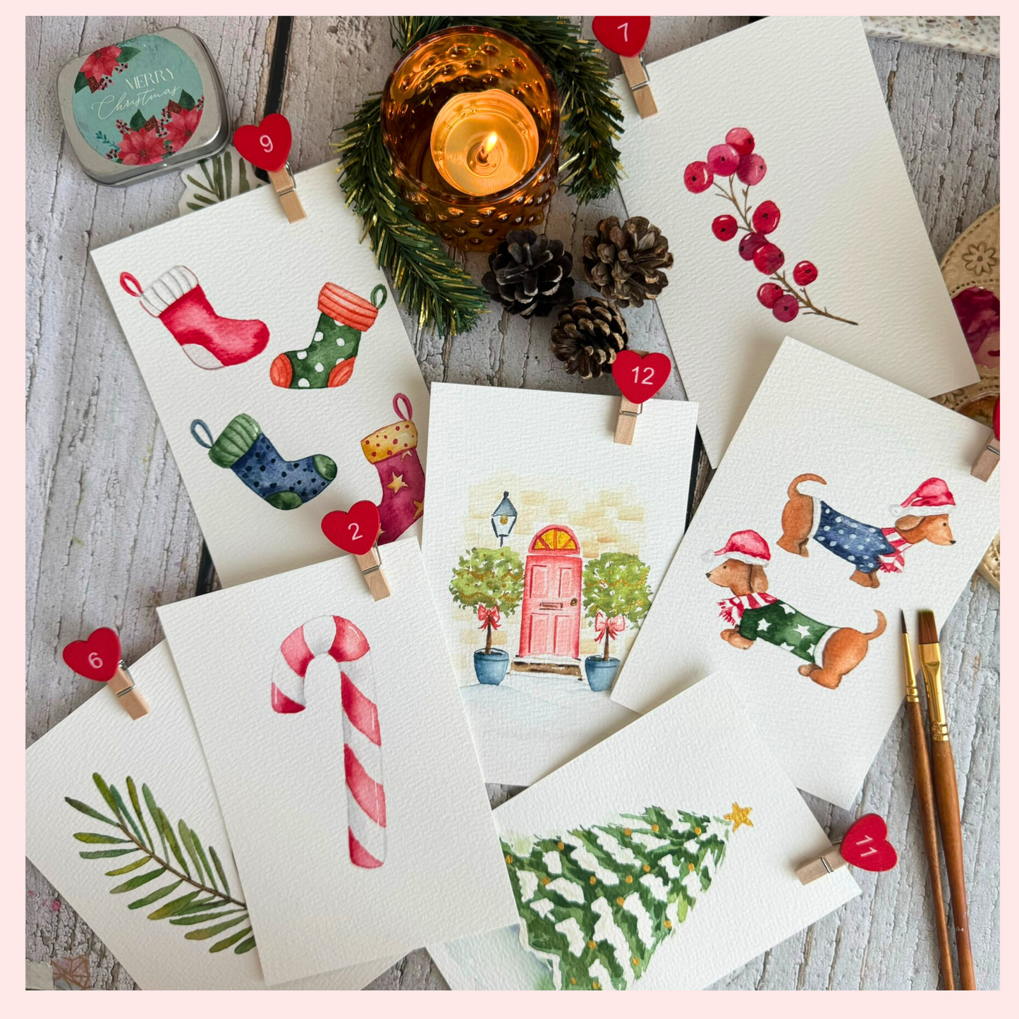Watercolor Christmas Advent Calendar eBook- Instant Download & Print