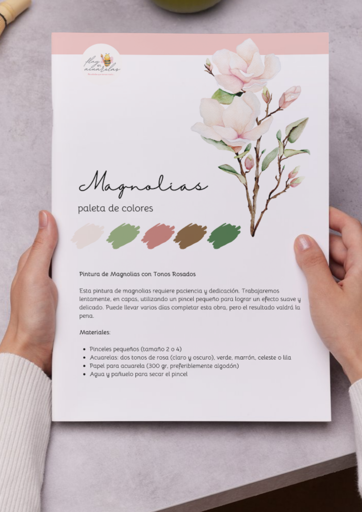 Primavera y Otoño Ebook, Guía PDF Acuarela – 5 Pinturas Paso a Paso + Bocetos para Calcar – Descargable