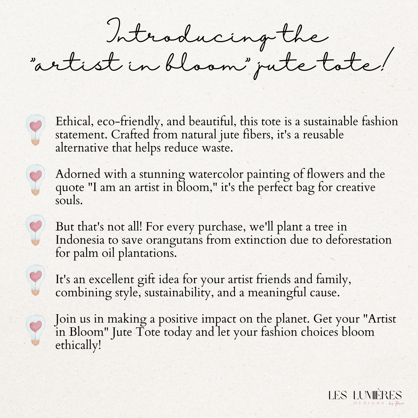 "Artist in Bloom" Jute Tote bag: Ethical, Eco-Friendly, and Beautiful!
