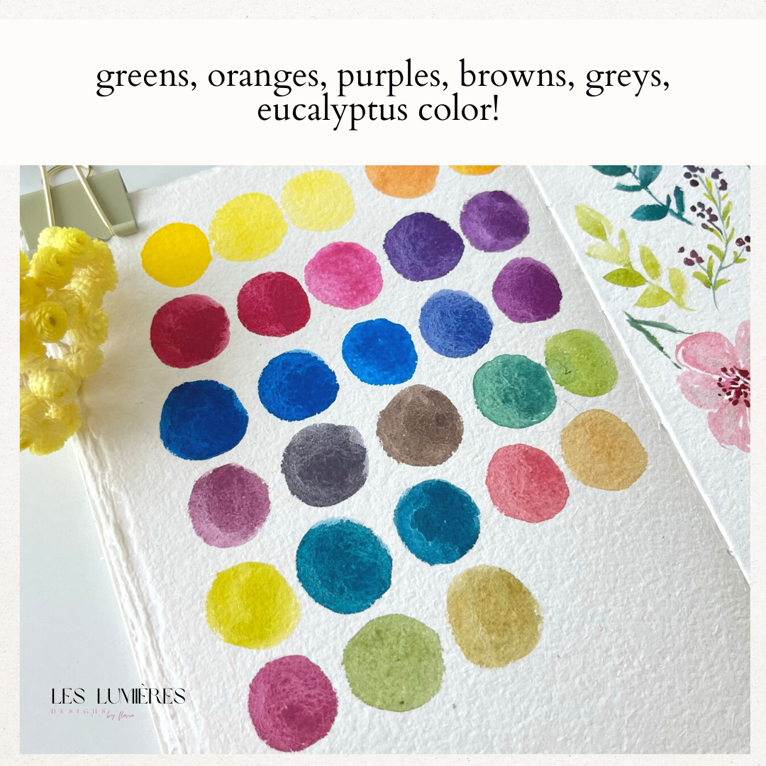 Handmade watercolors: Primary tones Blue, Yellow, Magenta
