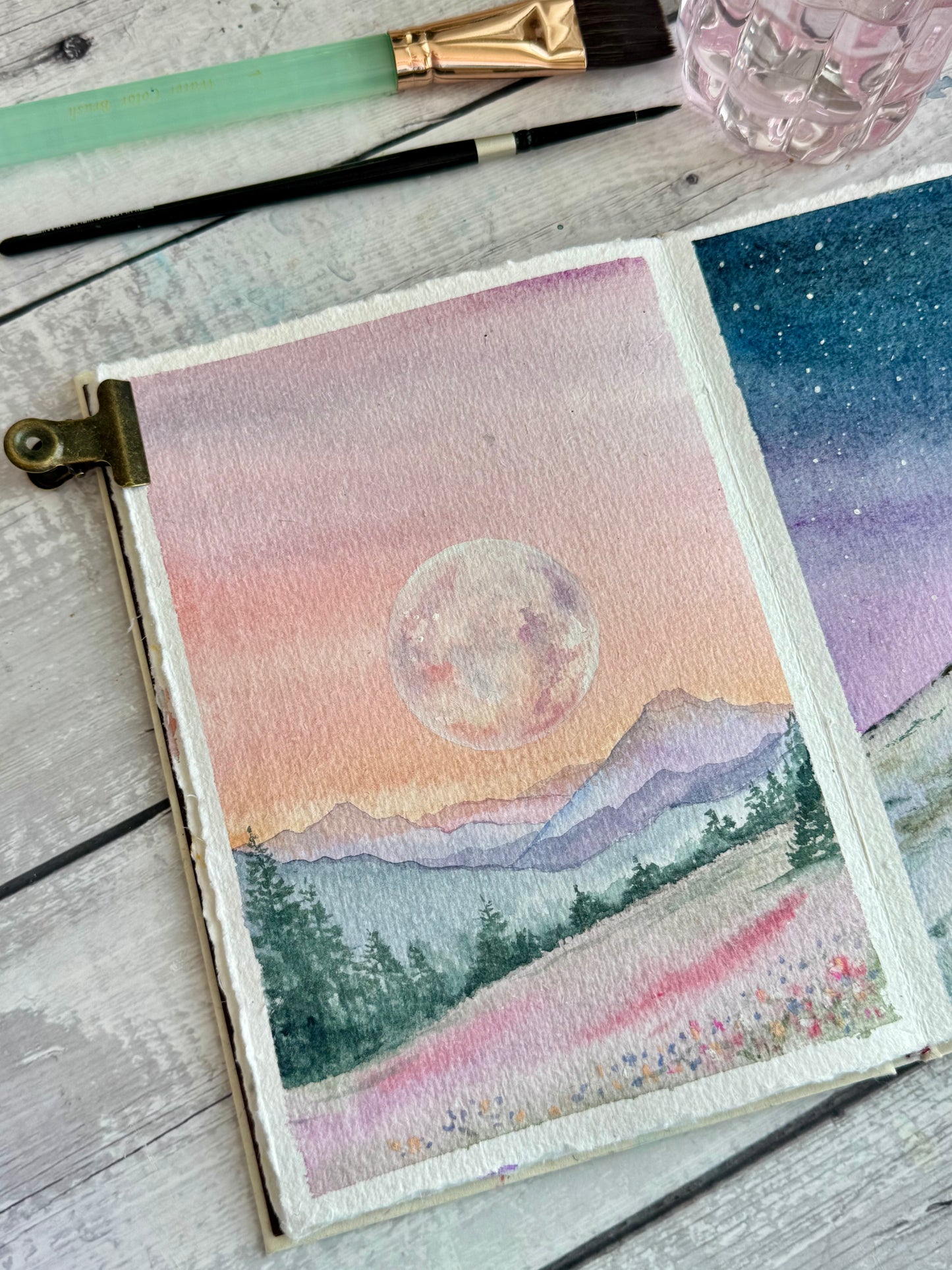 Attention- PRE ORDER NOW Open! Watercolor notebook Sketchbook! 100% cotton handmade paper A5 (Portrait) 16 Sheets/32Pages