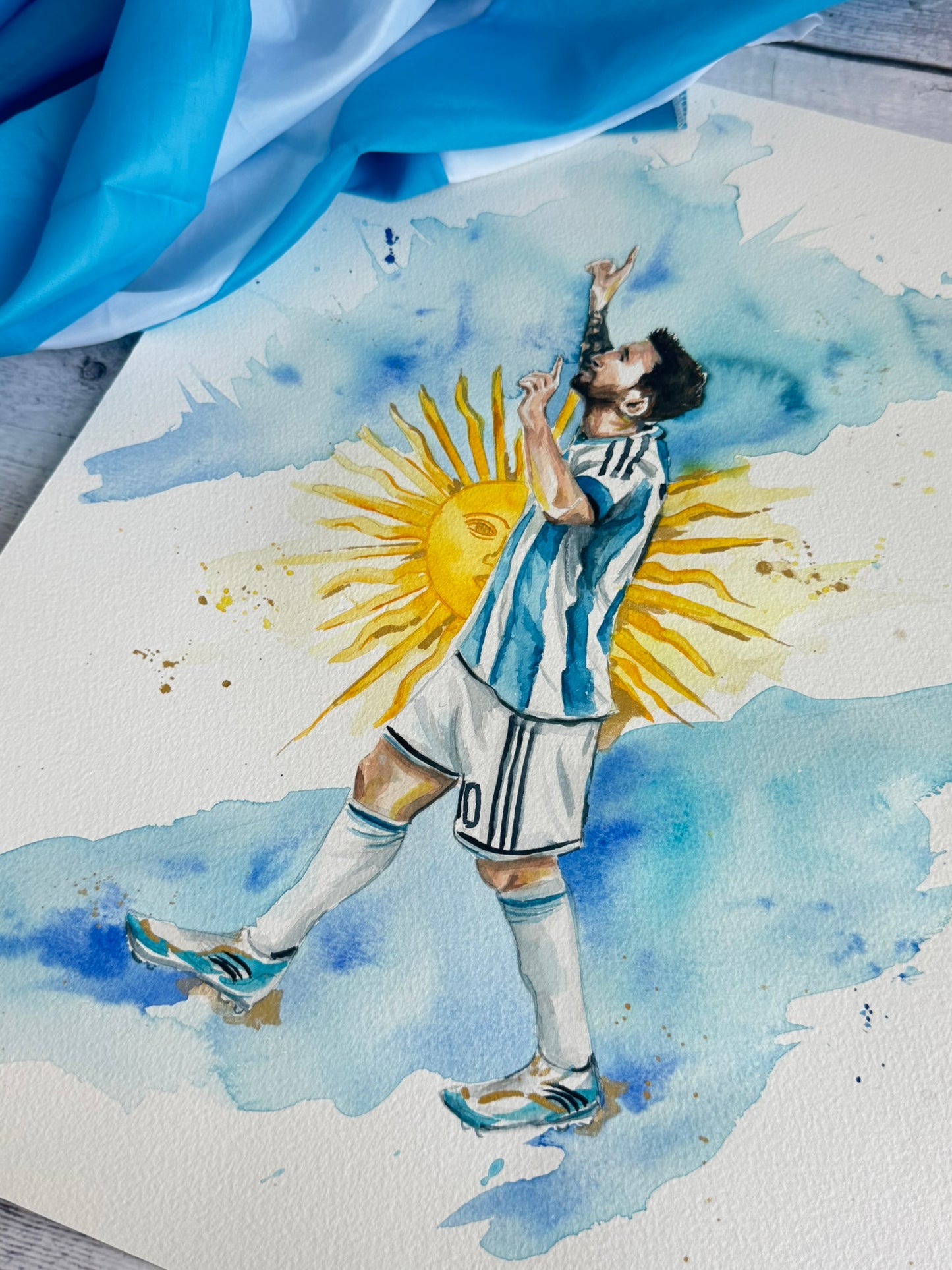 "Dios es muy grande, siempre tiene algo más" -Messi Watercolor Paiting