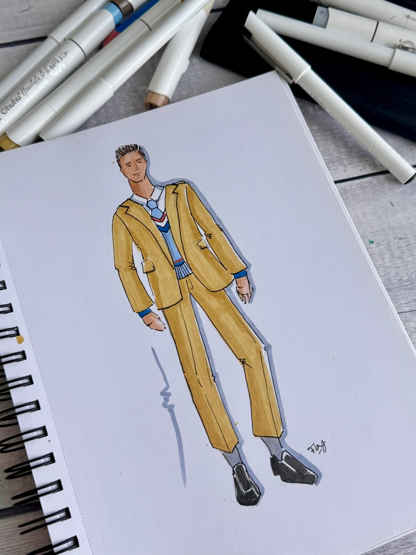 Personalized Mixed Media Sketch Portrait – Digital Illustration (Printable PDF)