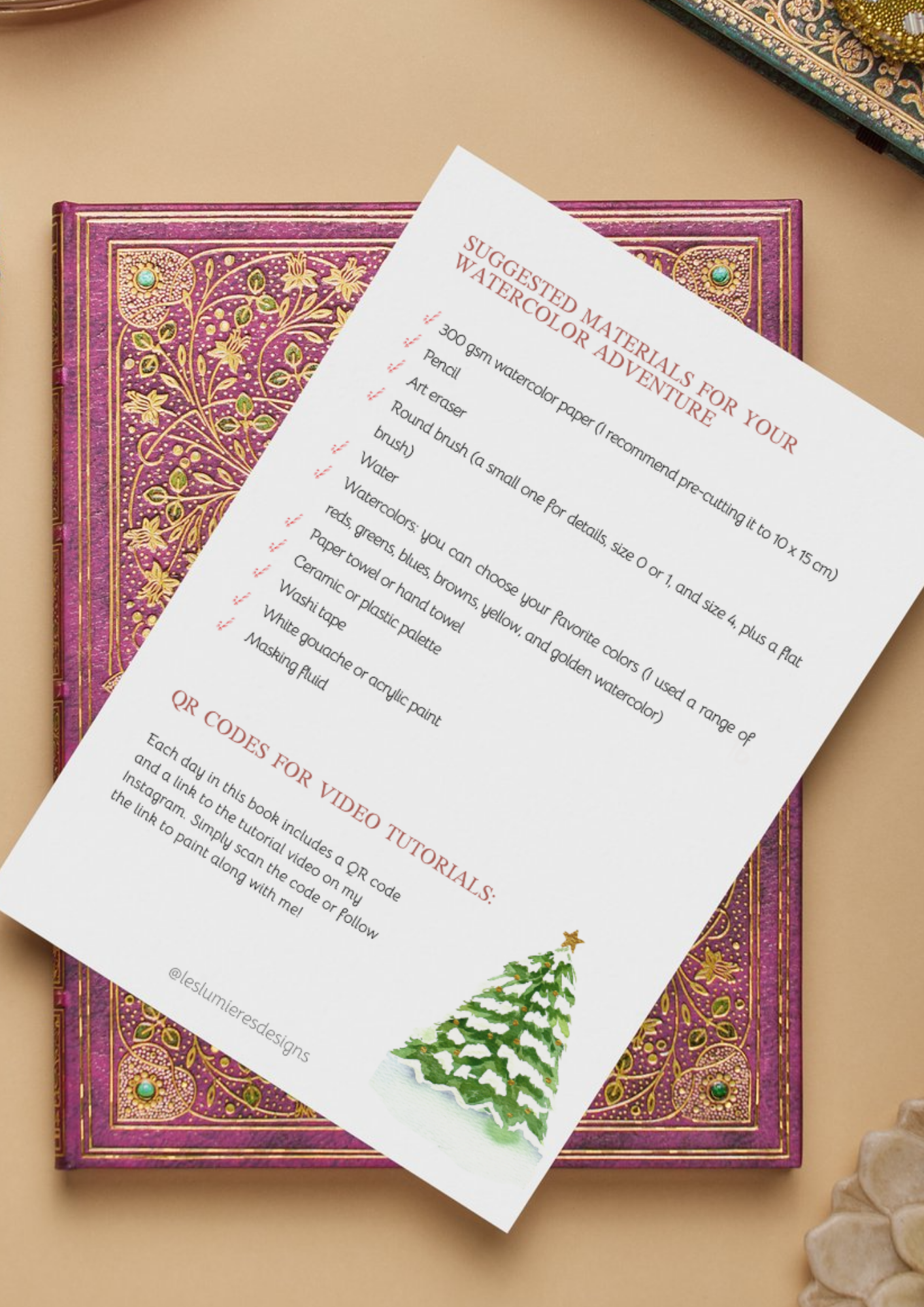 Watercolor Christmas Advent Calendar eBook- Instant Download & Print