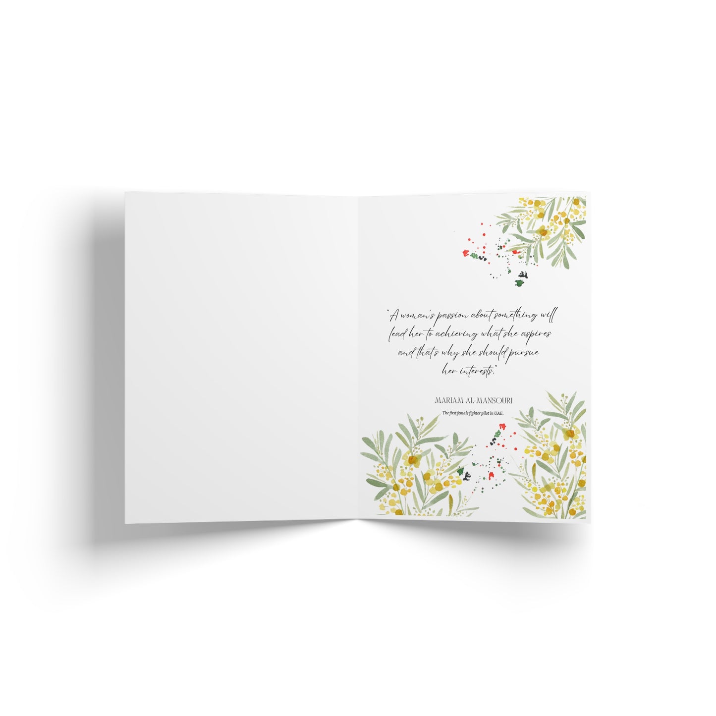 Happy Emirai women's day Handmade card with watercolor illustration