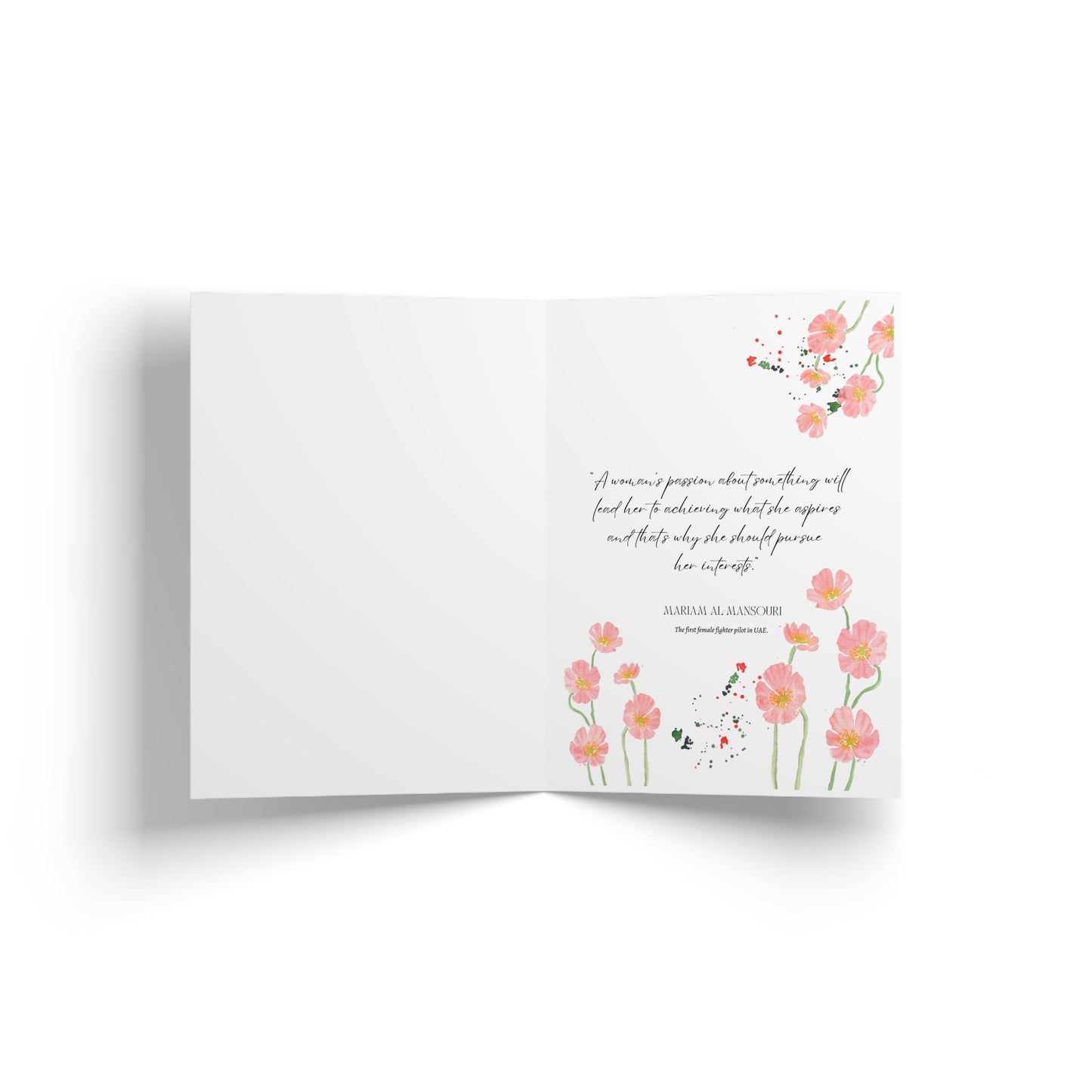 Happy Emirai women's day Handmade card with watercolor illustration