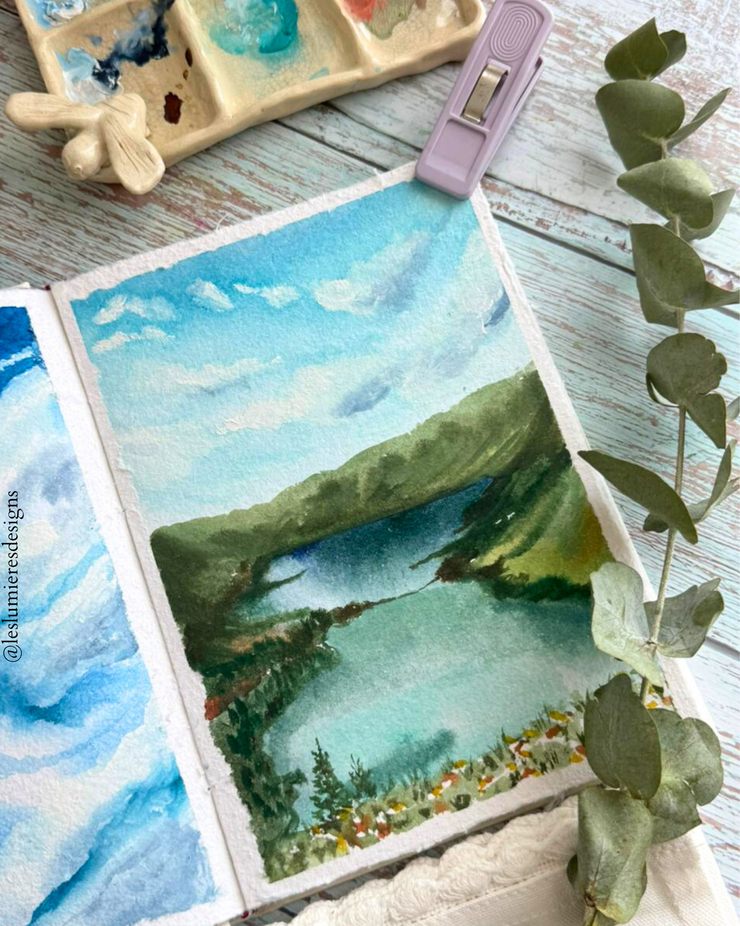 Watercolor Sketchbook - Hardcase made with 100% cotton handmade paper with deckled edges - A5 (Portrait) 16 Sheets/32Pages