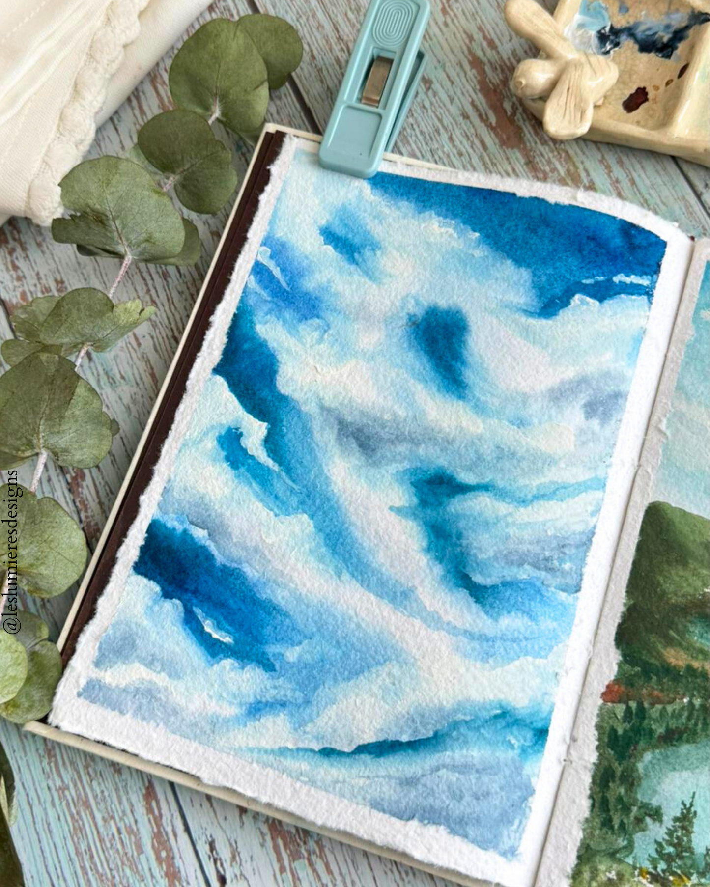 Watercolor Sketchbook - Hardcase made with 100% cotton handmade paper with deckled edges - A5 (Portrait) 16 Sheets/32Pages