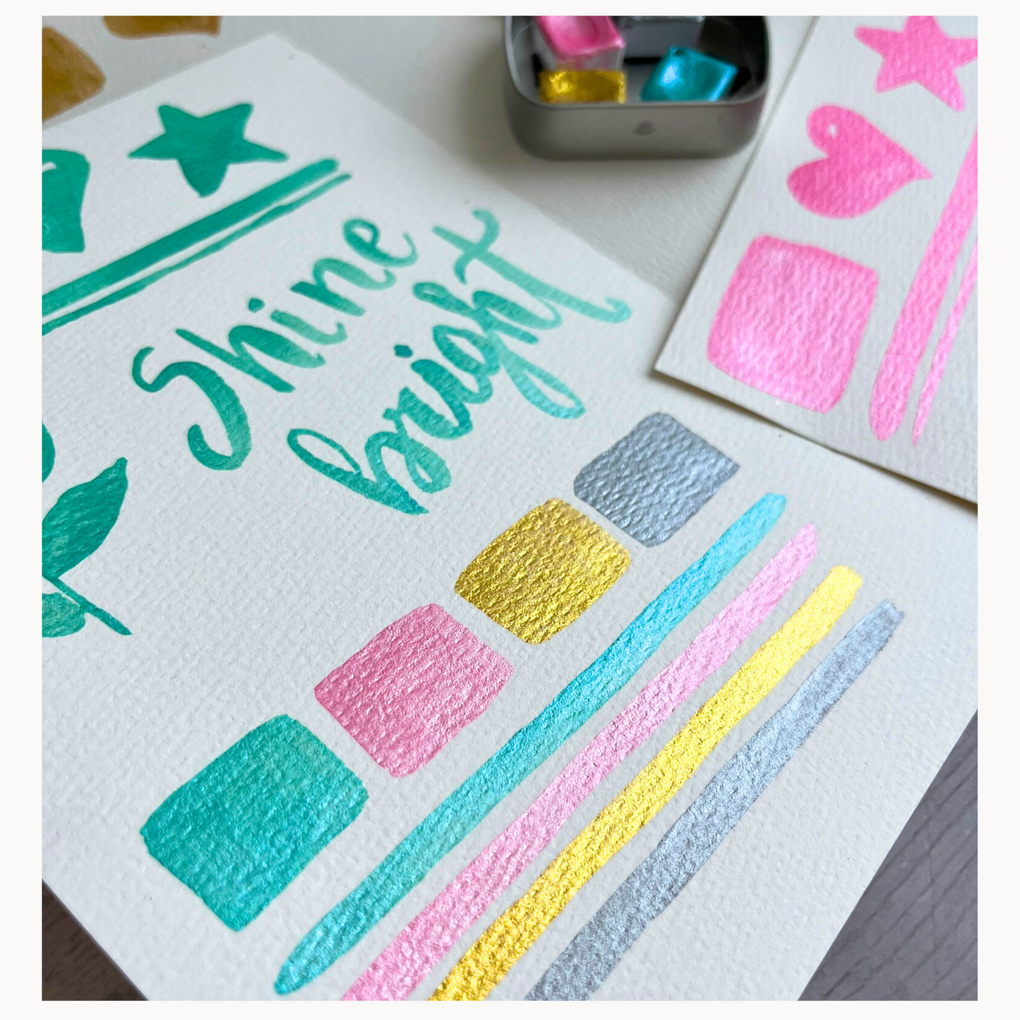 "Shine Bright" Watercolor Set - Handmade