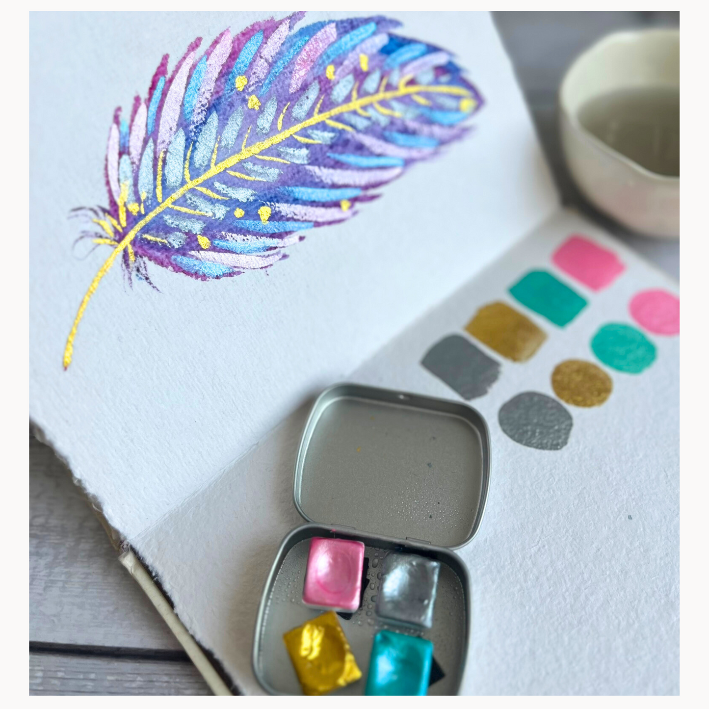 "Shine Bright" Watercolor Set - Handmade