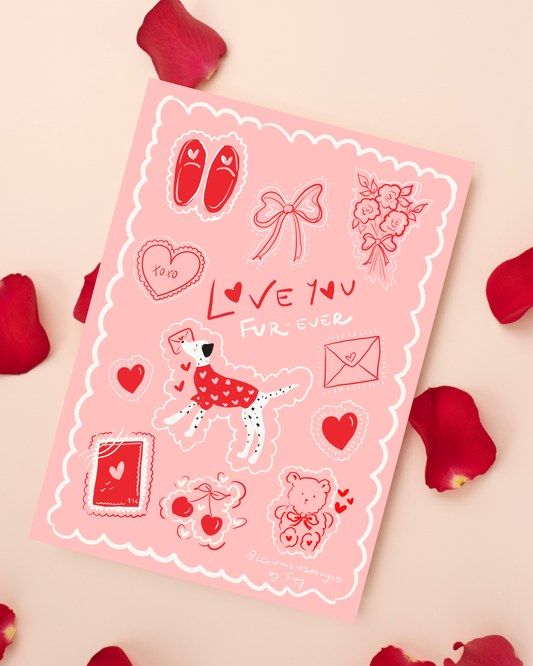 Valentine’s Love you Fur-ever Card -Art Print– Digital Download