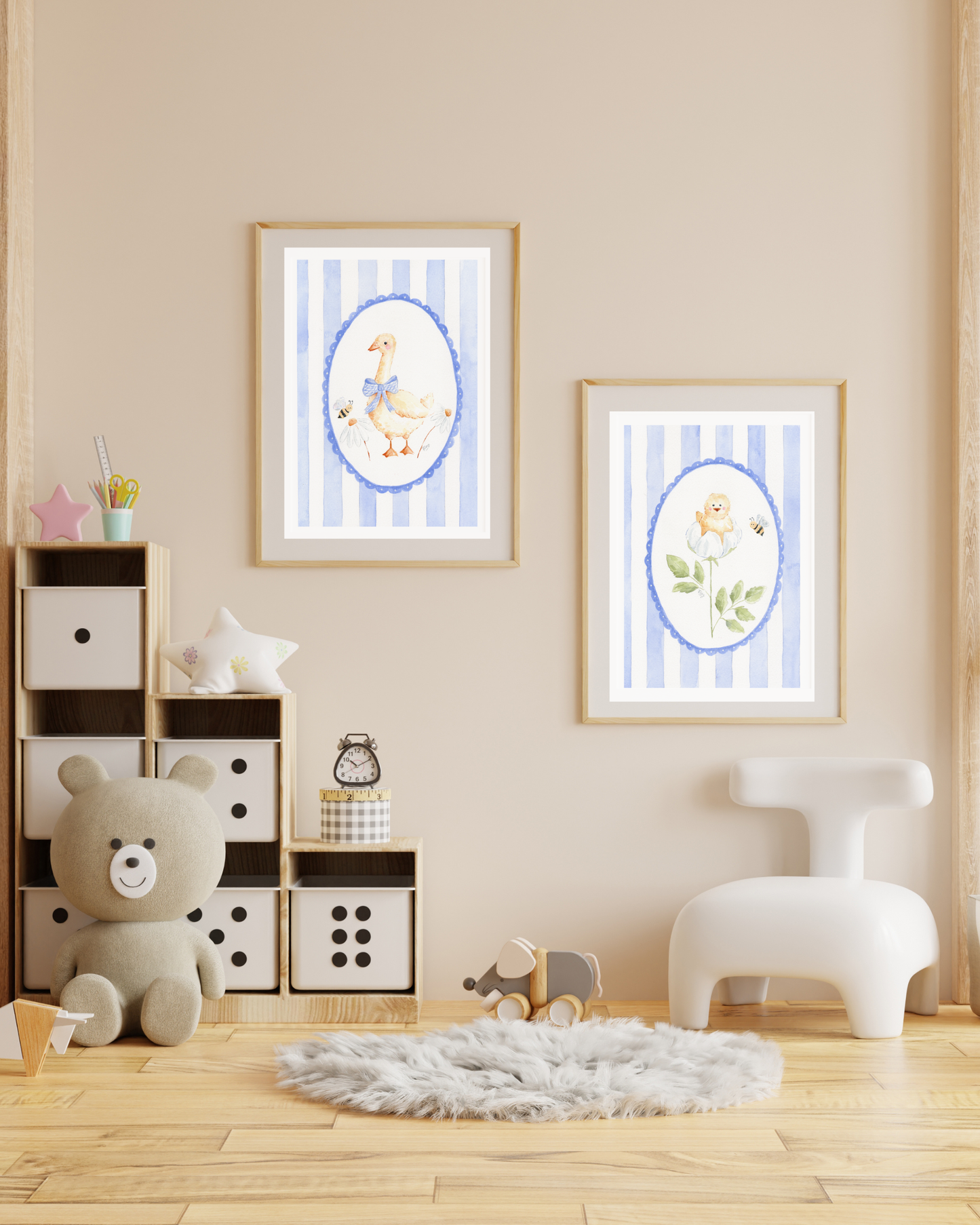 Nursery Room Duck & Chick -Printable Watercolor Art Instant Download | DIY Wall Art & Cards