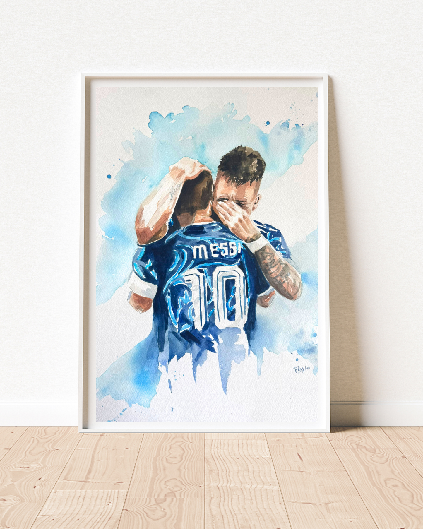 "Por una Cabeza" -Messi y Lautaro Watercolor Original