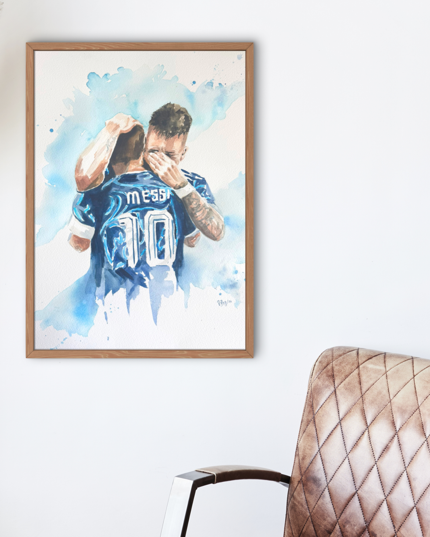 "Por una Cabeza" -Messi y Lautaro Watercolor Original