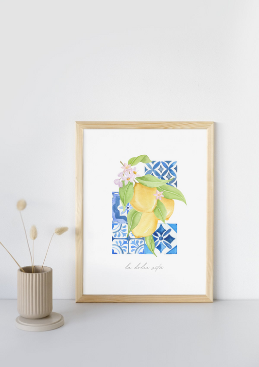 Instant Download & print: Capri Lemons Watercolor Art Prints-La Dolce Vita II