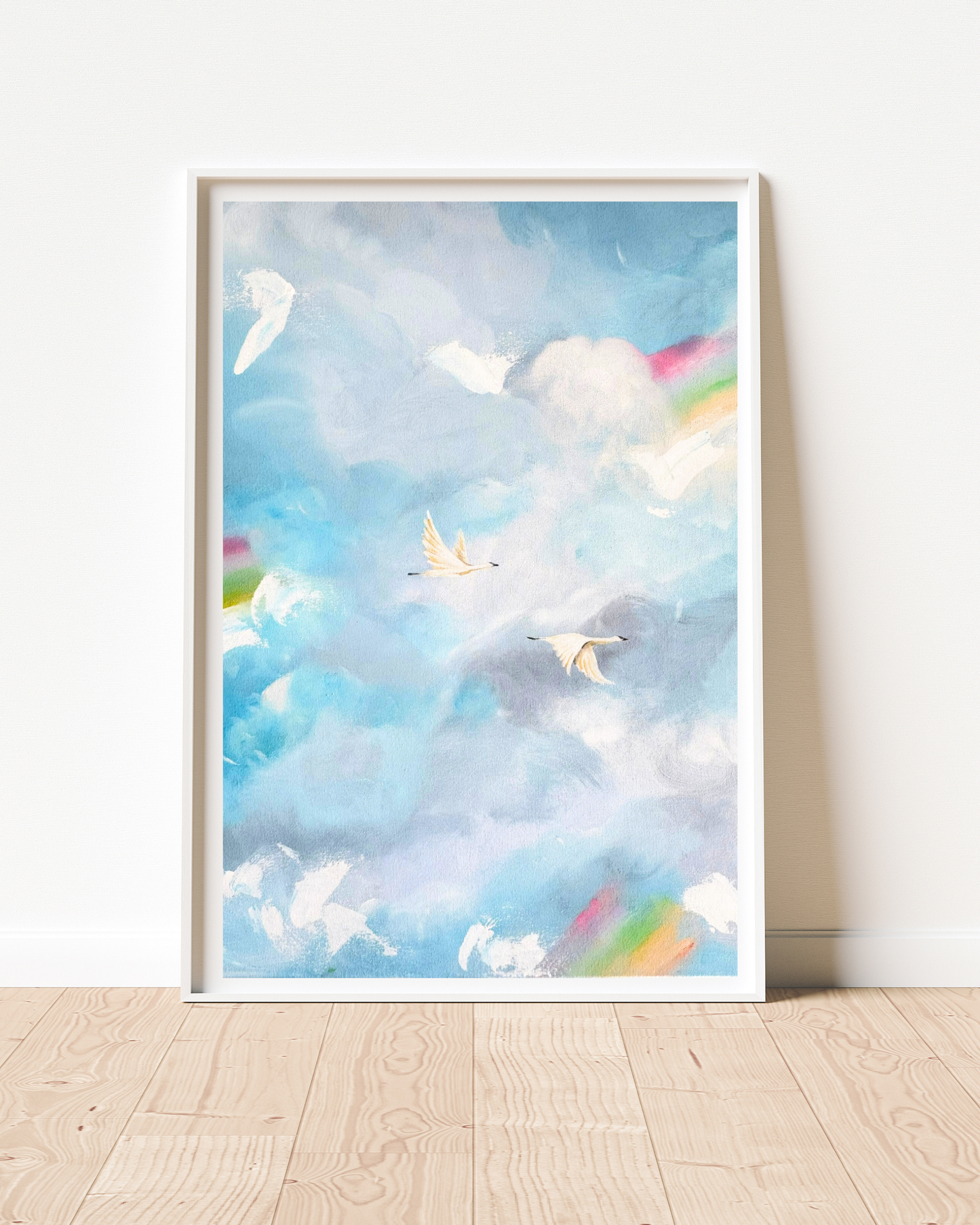 Flying Together Through Storms and Rainbows- Printable Watercolor Art