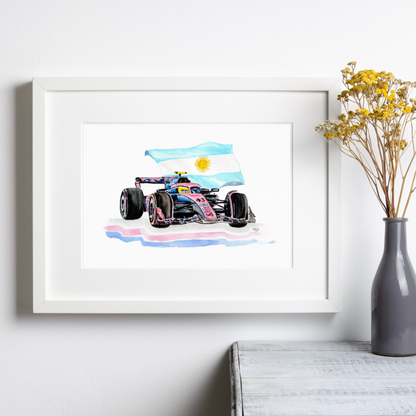 Colapinto 2025-2026 F1 Car – Printable Watercolor Art