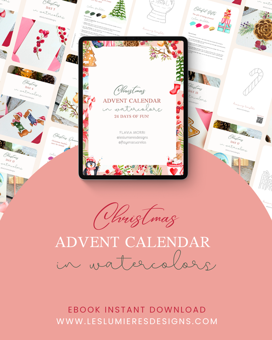 Watercolor Christmas Advent Calendar eBook- Instant Download & Print