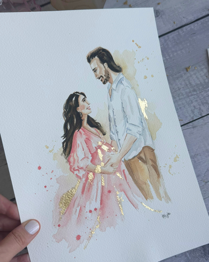 Family & Couple Watercolor Illustration Portraits