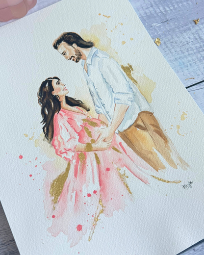 Family & Couple Watercolor Illustration Portraits