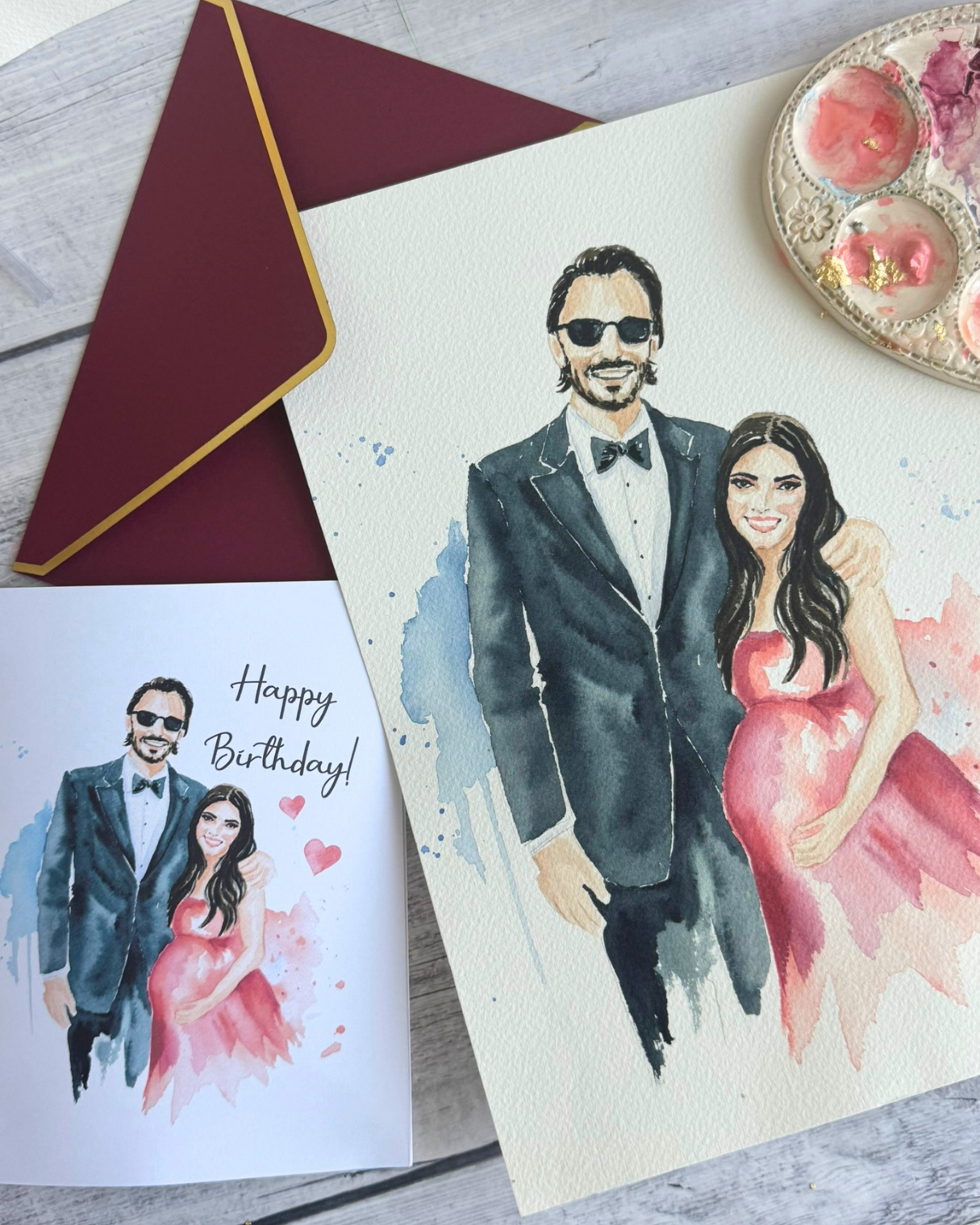 Family & Couple Watercolor Illustration Portraits