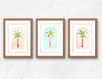 Dubai Palms -Watercolor Beach Vibes Set of 3