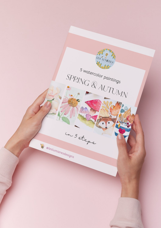 Spring & Autumn 5 Watercolor Paintings eBook- Instant Download & Print