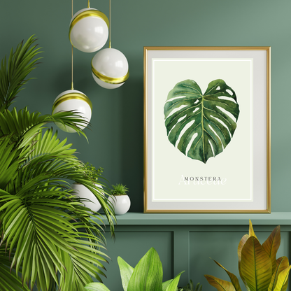 Digital Watercolor Monsteras Set of 5 designs – Printable Wall Art