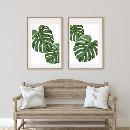Digital Watercolor Monsteras Set of 5 designs – Printable Wall Art