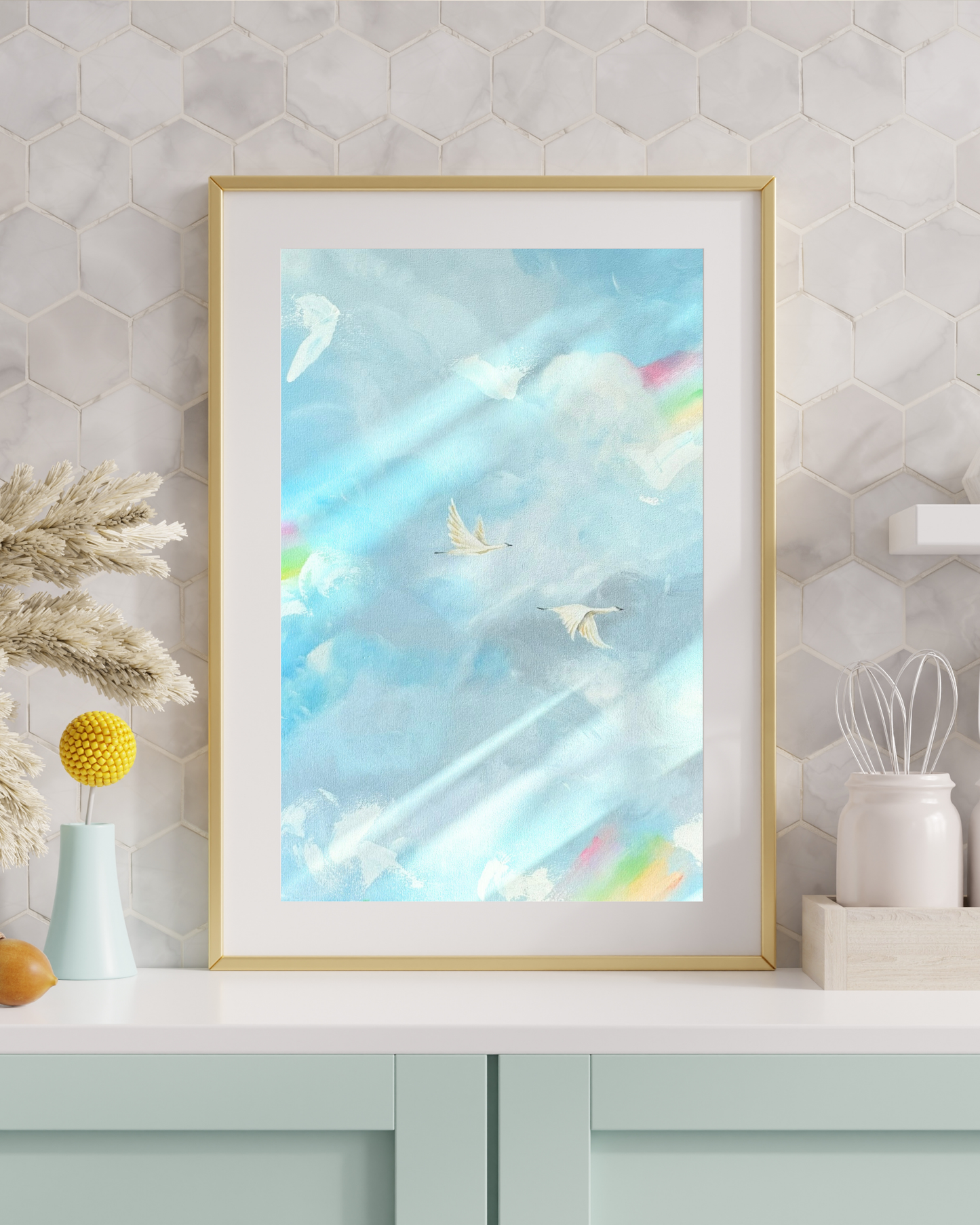 Flying Together Through Storms and Rainbows- Printable Watercolor Art