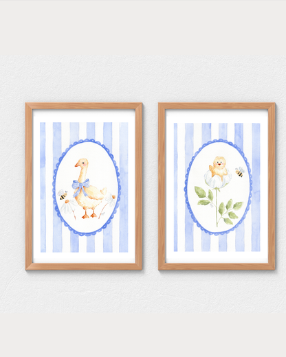 Nursery Room Duck & Chick -Printable Watercolor Art Instant Download | DIY Wall Art & Cards