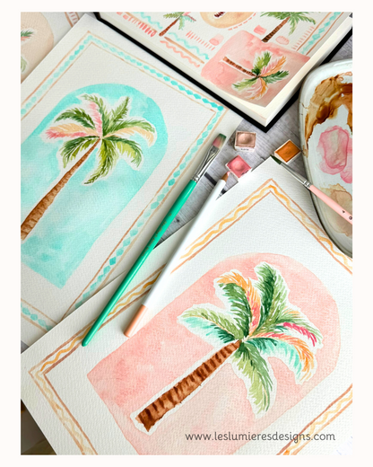 Dubai Palms -Watercolor Beach Vibes Set of 3