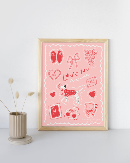 Valentine’s Love you Fur-ever Card -Art Print– Digital Download