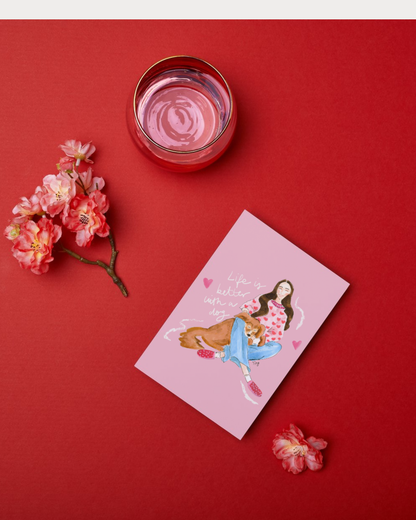 Lady with Dog – Printable Watercolor Art Instant Download | DIY Wall Art & Cards