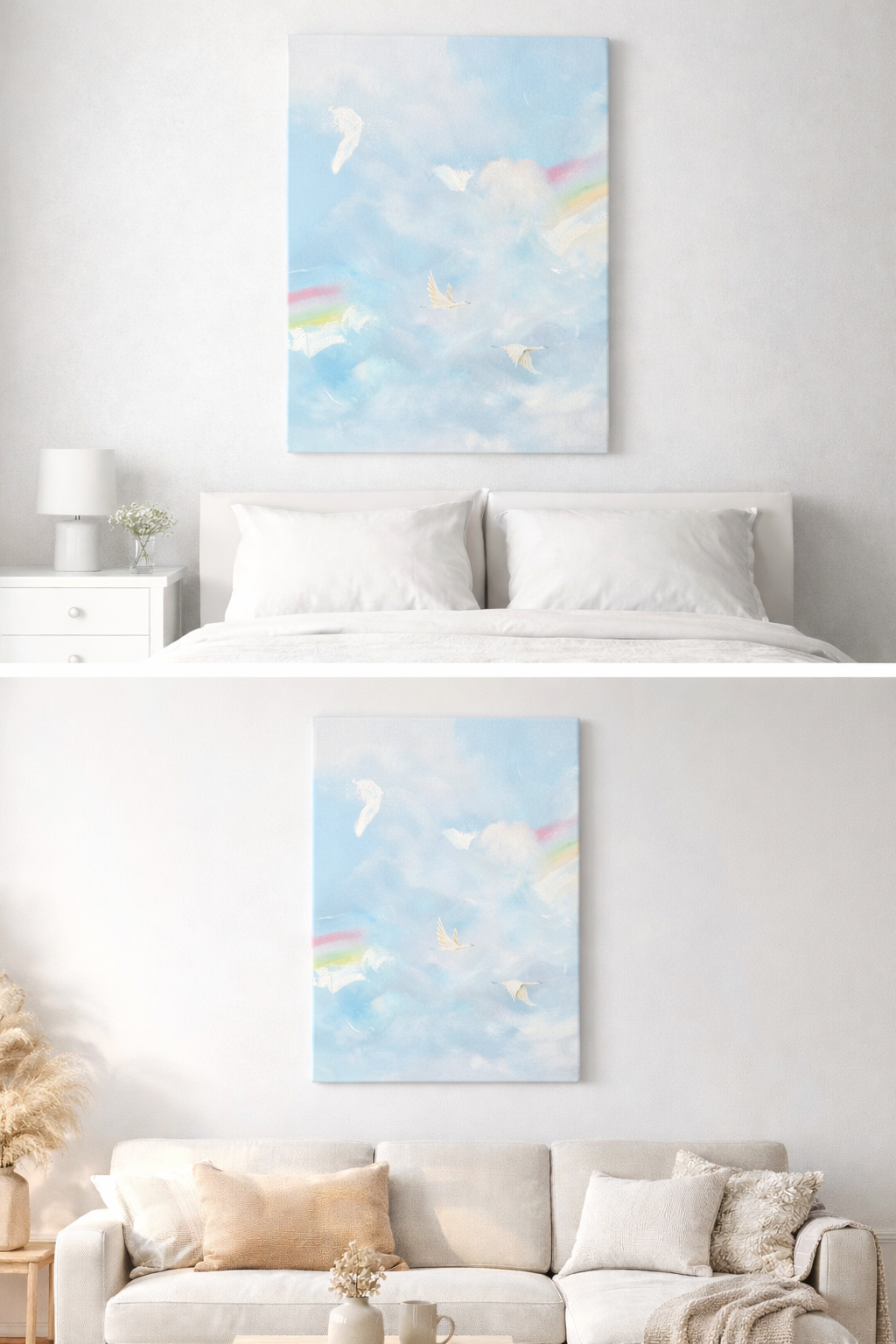 Flying Together Through Storms and Rainbows- Printable Watercolor Art