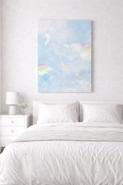 Flying Together Through Storms and Rainbows- Printable Watercolor Art