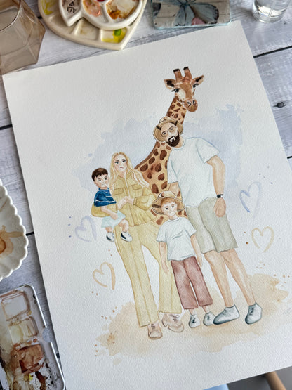 Family & Couple Watercolor Illustration Portraits