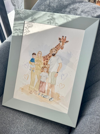 Family & Couple Watercolor Illustration Portraits
