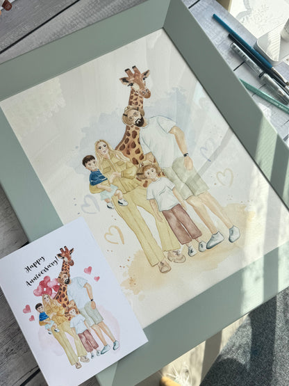 Family & Couple Watercolor Illustration Portraits