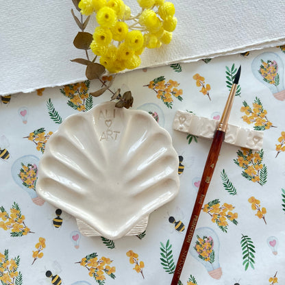 Small Handmade Ceramic watercolor palette, perfect for painting on the go!