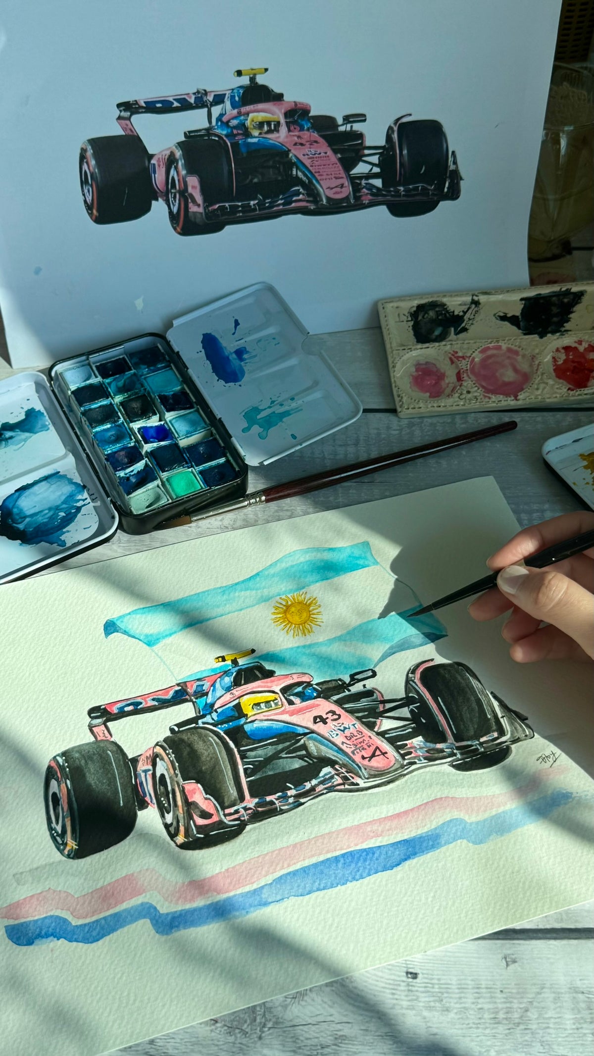 Personalized Watercolor Formula One Car Illustration