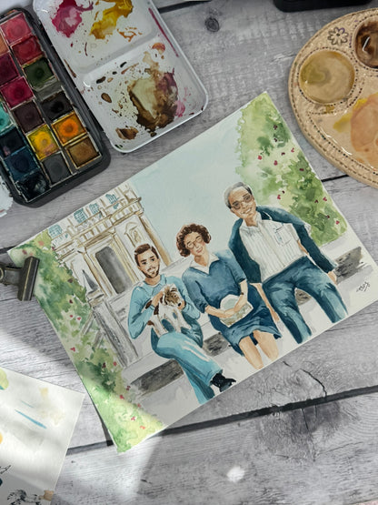 Personalized Watercolor Illustration Portraits