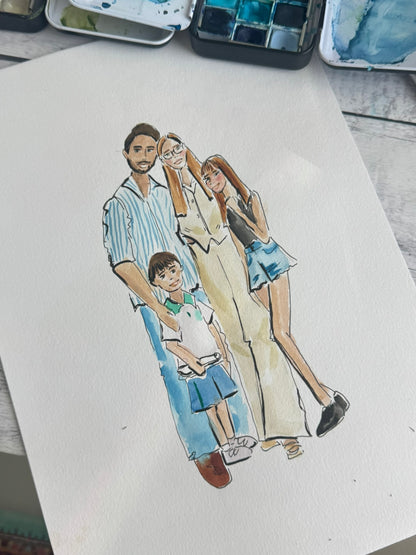 Personalized Mixed Media Sketch Portrait – Digital Illustration (Printable PDF)