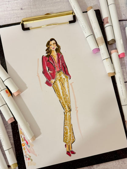 Personalized Mixed Media Sketch Portrait – Digital Illustration (Printable PDF)