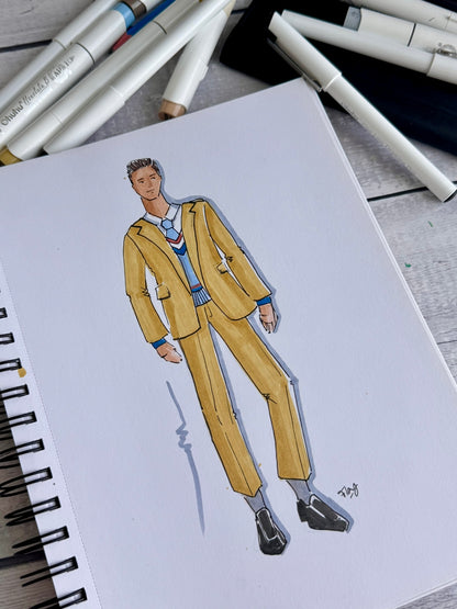 Personalized Mixed Media Sketch Portrait – Digital Illustration (Printable PDF)