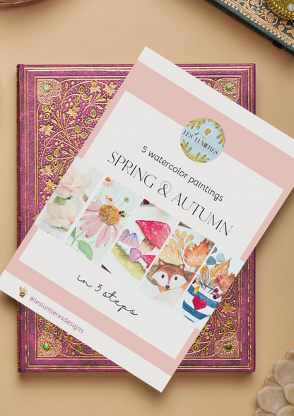 Spring & Autumn 5 Watercolor Paintings eBook- Instant Download & Print