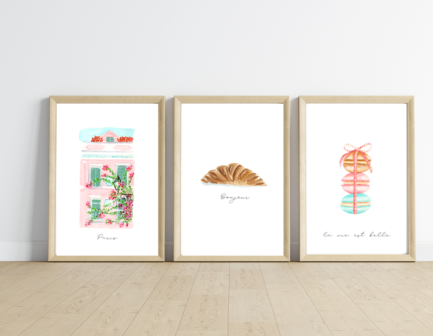 Printable Paris La vie est Belle- Set of 3 watercolor Instant Download & print